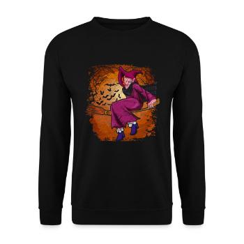 Full Moon Bat Halloween Cadeau Sorcière - Sweat-shirt Unisexe - noir - Devant - Alina (178cm) & Michal (187cm)
