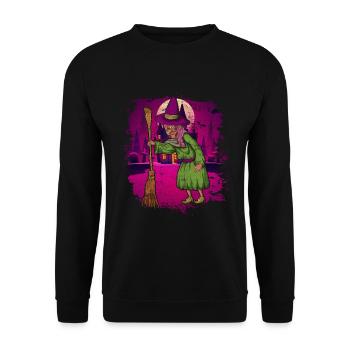 Witches Broom Full Moon Halloween Gift Witch - Unisex Sweatshirt - black - Front - Alina (178cm) & Michal (187cm)