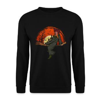 Full Moon Bat Cadeau Sorcière d’Halloween - Sweat-shirt Unisexe - noir - Devant - Alina (178cm) & Michal (187cm)