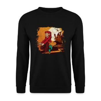 Vollmond Hexen Besen Gruseliges Halloween Hexe - Unisex Pullover - Schwarz - Vorne - Alina (178cm) & Michal (187cm)