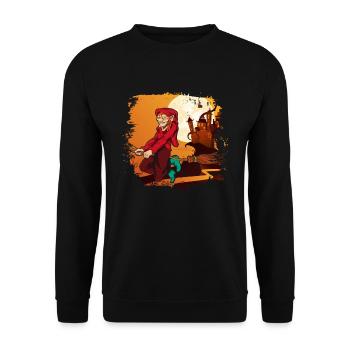 Hexenbesen Halloween Geschenk Gruseliges Hexe - Unisex Pullover - Schwarz - Vorne - Alina (178cm) & Michal (187cm)