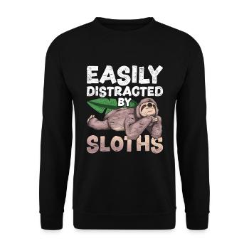 Easily distracted by sloths Funny sloth - Unisex Sweatshirt - black - Front - Alina (178cm) & Michal (187cm)