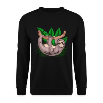 Lazy Animal Lover Gift Zoo Animal Sloth - Unisex Sweatshirt - black - Front - Alina (178cm) & Michal (187cm)