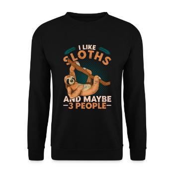 J’aime les paresseux et peut-être 3 personnes paresseux - Sweat-shirt Unisexe - noir - Devant - Alina (178cm) & Michal (187cm)