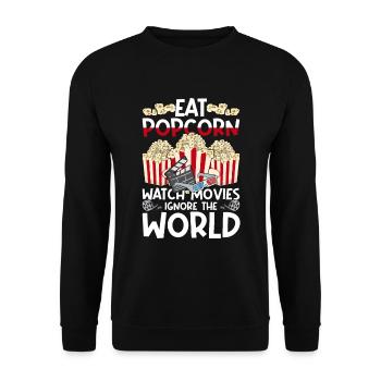Kino Snack Kinofilm Geschenk Lustiges Popcorn - Unisex Pullover - Schwarz - Vorne - Alina (178cm) & Michal (187cm)