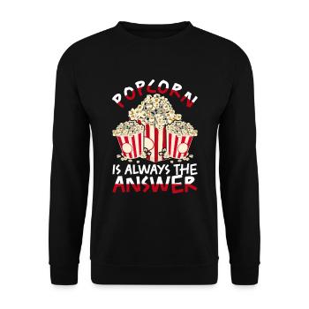 Popcorn Liebhaber Snack Geschenk Lustiges Popcorn - Unisex Pullover - Schwarz - Vorne - Alina (178cm) & Michal (187cm)