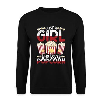 Nur ein Mädchen das Popcorn liebt Snack Popcorn - Unisex Pullover - Schwarz - Vorne - Alina (178cm) & Michal (187cm)