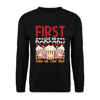 Snack Popcorn Liebhaber Lustiges Geschenk Popcorn - Unisex Pullover - Schwarz - Vorne - Alina (178cm) & Michal (187cm)