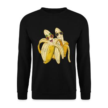 Cool Sunglasses Fruit Gift Funny Banana - Unisex Sweatshirt - black - Front - Alina (178cm) & Michal (187cm)