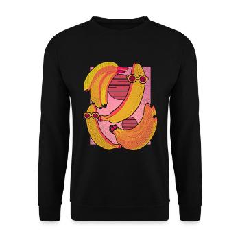 Retro Bananen Sonnenbrille Frucht Geschenk Banane - Unisex Pullover - Schwarz - Vorne - Alina (178cm) & Michal (187cm)