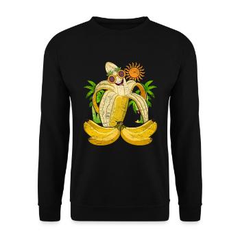 Summer Fruit Palm Gift Sunglasses Banana - Unisex Sweatshirt - black - Front - Alina (178cm) & Michal (187cm)