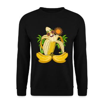 Summer Palm Sunglasses Fruit Gift Banana - Unisex Sweatshirt - black - Front - Alina (178cm) & Michal (187cm)