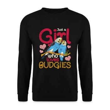 Bird Lover Animal Girl Gift Budgie - Unisex Sweatshirt - black - Front - Alina (178cm) & Michal (187cm)