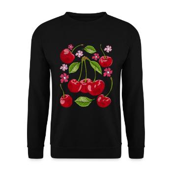 Cherry Blossoms Summer Fruit Gift Sakura Cherry - Sweat-shirt Unisexe - noir - Devant - Alina (178cm) & Michal (187cm)