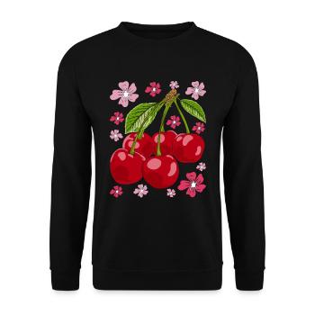 Sakura Cadeau de fruits d’été Cerisier Fleur - Sweat-shirt Unisexe - noir - Devant - Alina (178cm) & Michal (187cm)