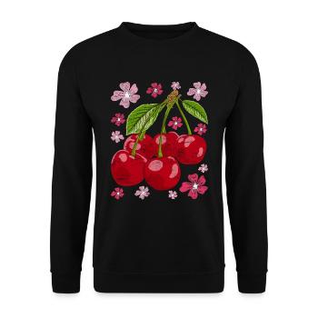 Cadeau de fruits d’été en fleur de cerisier Sakura Cherry - Sweat-shirt Unisexe - noir - Devant - Alina (178cm) & Michal (187cm)