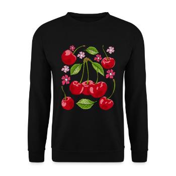 Sakura Cadeau de fruits d’été Cerisier Fleur - Sweat-shirt Unisexe - noir - Devant - Alina (178cm) & Michal (187cm)