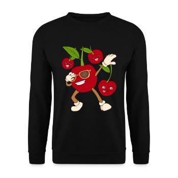 Sonnenbrille Obst Geschenk Cooles Dabbing Kirsch - Unisex Pullover - Schwarz - Vorne - Alina (178cm) & Michal (187cm)