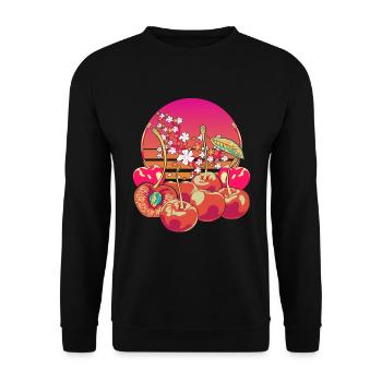 Fruit 90s Vaporwave Sakura Fruit Cadeau Cerise - Sweat-shirt Unisexe - noir - Devant - Alina (178cm) & Michal (187cm)