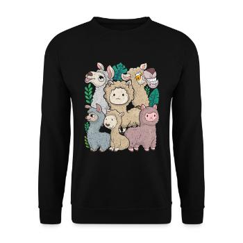Lama Lama Amour Zoo Animal Cadeau Mignon Alpaga - Sweat-shirt Unisexe - noir - Devant - Alina (178cm) & Michal (187cm)