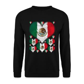 Mexican Flag Heart Mexican Gift Mexico - Unisex Sweatshirt - black - Front - Alina (178cm) & Michal (187cm)