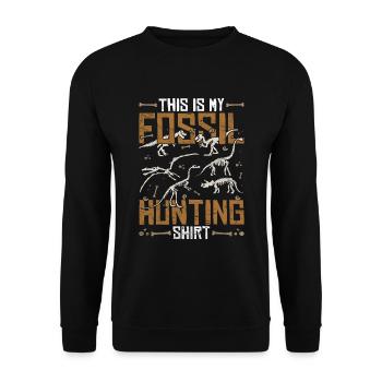 Das ist mein Fossilien Jagd Shirt Paläontologie - Unisex Pullover - Schwarz - Vorne - Alina (178cm) & Michal (187cm)