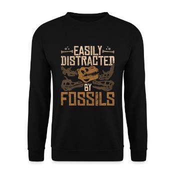 Leicht abgelenkt von Fossilien Dino Paläontologie - Unisex Pullover - Schwarz - Vorne - Alina (178cm) & Michal (187cm)