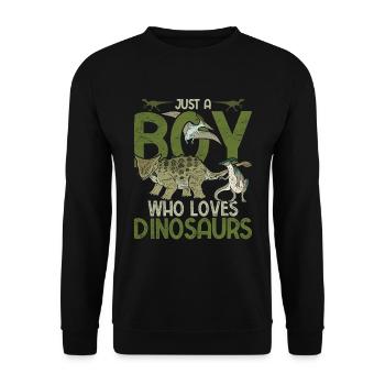 Nur ein Junge der Dinosaurier liebt Paläontologie - Unisex Pullover - Schwarz - Vorne - Alina (178cm) & Michal (187cm)
