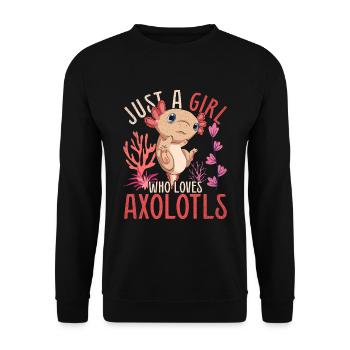 Only a girl who loves axolotl animal axolotl - Unisex Sweatshirt - black - Front - Alina (178cm) & Michal (187cm)