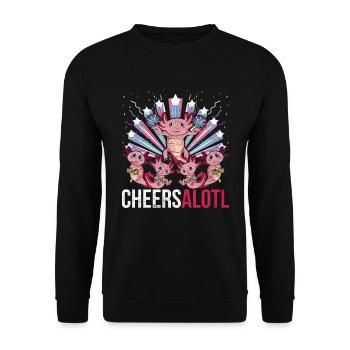 Cheersalotl Pet Gift Cheerleader Axolotl - Sweat-shirt Unisexe - noir - Devant - Alina (178cm) & Michal (187cm)