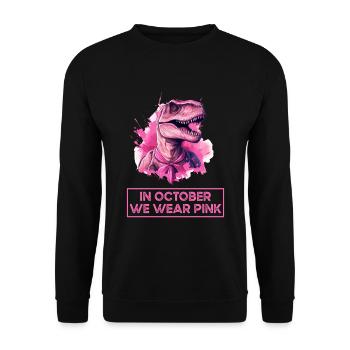 Breast Cancer Pink October Dinosaur - Unisex Sweatshirt - black - Front - Alina (178cm) & Michal (187cm)