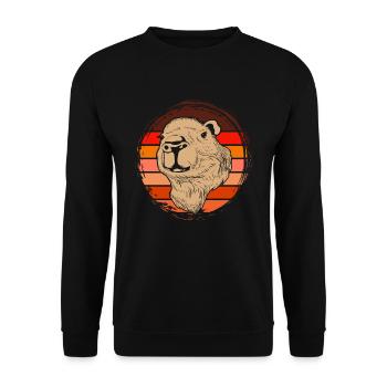 Retro Capybara Liebhaber Tier Niedliches Capybara - Unisex Pullover - Schwarz - Vorne - Alina (178cm) & Michal (187cm)