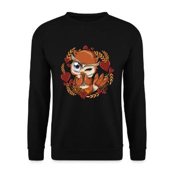 Wise Bird Forest Animal Hearts Gift Cute Owl - Unisex Sweatshirt - black - Front - Alina (178cm) & Michal (187cm)
