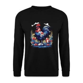 Französisches Herren Rugby France Rooster Trikot 2023 - Unisex Pullover - Schwarz - Vorne - Alina (178cm) & Michal (187cm)