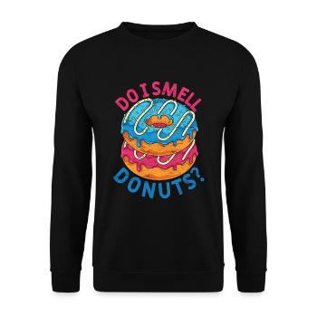 Rieche ich etwa Donuts Lustiges Streusel Donuts - Unisex Pullover - Schwarz - Vorne - Alina (178cm) & Michal (187cm)