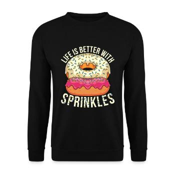 Saupoudrer Donut Bonbons Cadeau Donut Drôle de Donut - Sweat-shirt Unisexe - noir - Devant - Alina (178cm) & Michal (187cm)