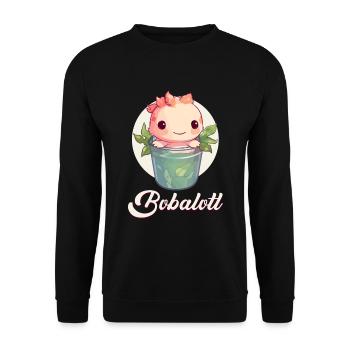 Axolotl Cute Boba Bubble Tea Kawaii - Unisex Sweatshirt - black - Front - Alina (178cm) & Michal (187cm)