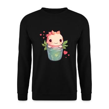 Axolotl Cute Boba Bubble Tea Kawaii - Unisex Sweatshirt - black - Front - Alina (178cm) & Michal (187cm)