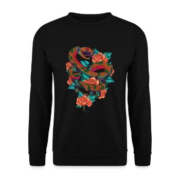 Flowers Predator Reptiles Gift Roses Snake - Unisex Sweatshirt - black - Front - Alina (178cm) & Michal (187cm)