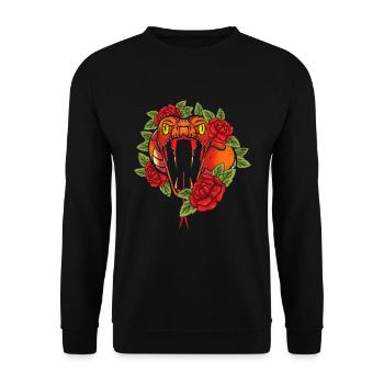 Roses Predator Gift Flowers Reptile Snake - Unisex Sweatshirt - black - Front - Alina (178cm) & Michal (187cm)
