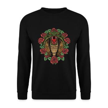 Roses Cobra Reptiles Gift Flowers Snake - Unisex Sweatshirt - black - Front - Alina (178cm) & Michal (187cm)