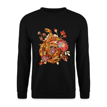 Vintage Flowers Predator Gift Reptile Snake - Unisex Sweatshirt - black - Front - Alina (178cm) & Michal (187cm)