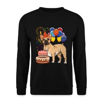 Dog Birthday Gift French Bulldog - Unisex Sweatshirt - black - Front - Alina (178cm) & Michal (187cm)
