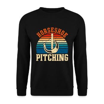 Hufeisen Werfen Geschenk Retro Pferde Hufeisen - Unisex Pullover - Schwarz - Vorne - Alina (178cm) & Michal (187cm)