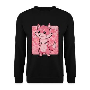 Habitant de la forêt Cadeau animal de forêt Fleur Kawaii Renard - Sweat-shirt Unisexe - noir - Devant - Alina (178cm) & Michal (187cm)