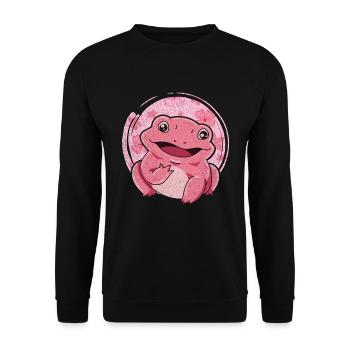 Süße Amphibien Geschenk Blumen Kawaii Frosch - Unisex Pullover - Schwarz - Vorne - Alina (178cm) & Michal (187cm)