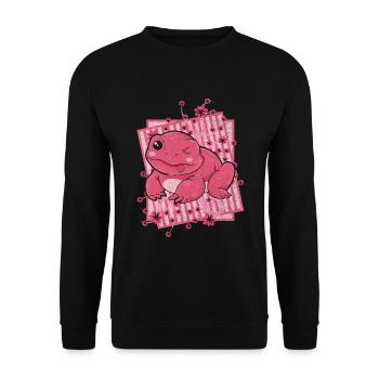 Blumen Amphibien Geschenk Lustiges Kawaii Frosch - Unisex Pullover - Schwarz - Vorne - Alina (178cm) & Michal (187cm)