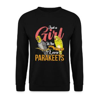 Nur ein Mädchen das Sittiche liebt Vogel Sittich - Unisex Pullover - Schwarz - Vorne - Alina (178cm) & Michal (187cm)