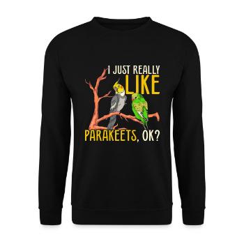 Bird Lover Bird Gift Funny Parakeet - Unisex Sweatshirt - black - Front - Alina (178cm) & Michal (187cm)