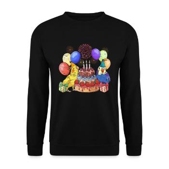 Vogel Tier Geburtstagsfeier Geschenk Sittich - Unisex Pullover - Schwarz - Vorne - Alina (178cm) & Michal (187cm)